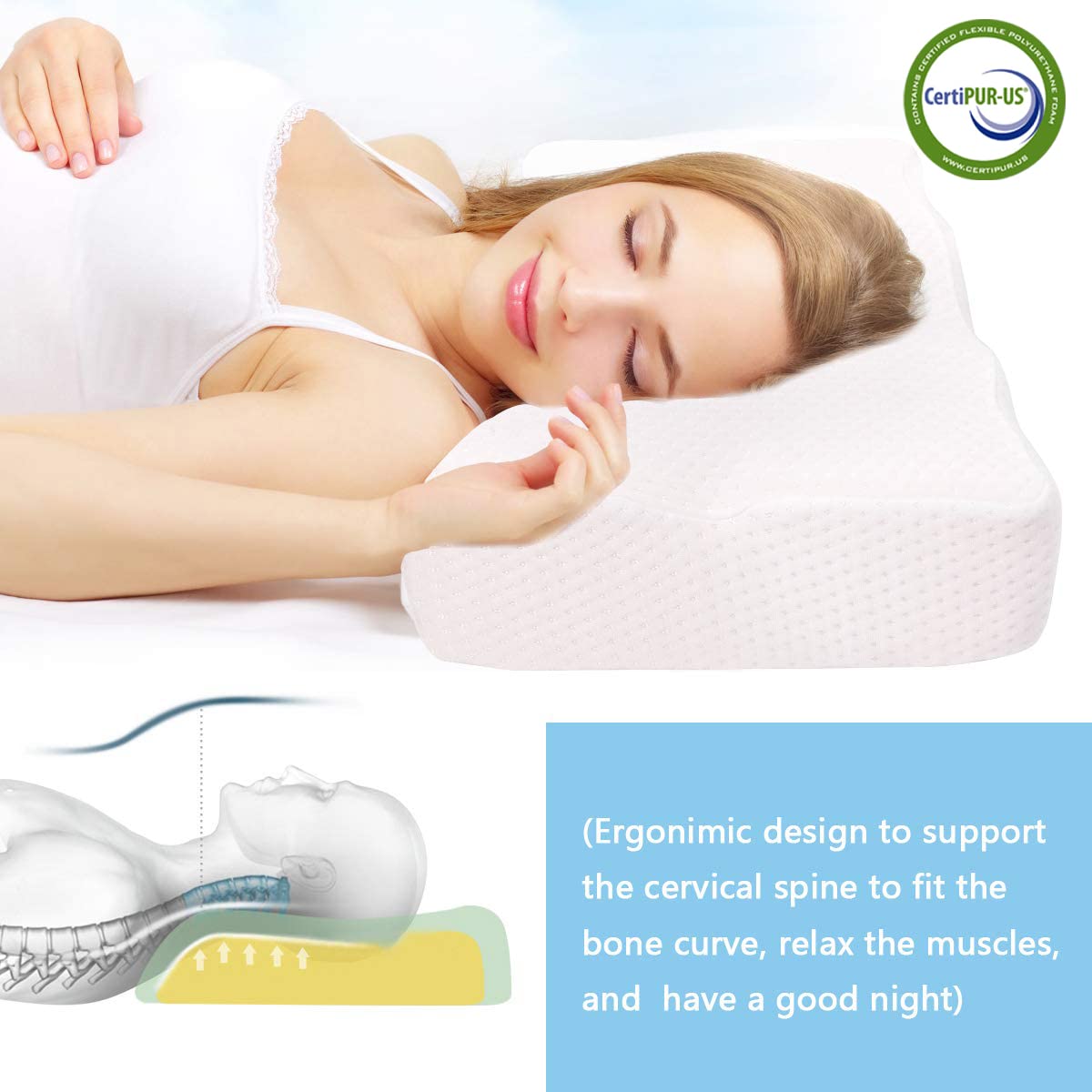 Memory Foam Pillow Neck Support Pillow for Sleeping Ergonomic Contour