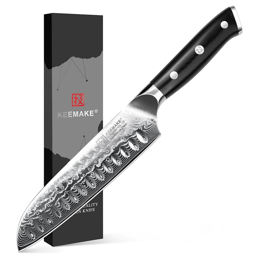 【新品】三徳包丁 ダマスカス包丁 180mm 67層 VG10 万能 Amazon | KEEMAKE 包丁 三徳包丁 ダマスカス包丁 180mm 67層