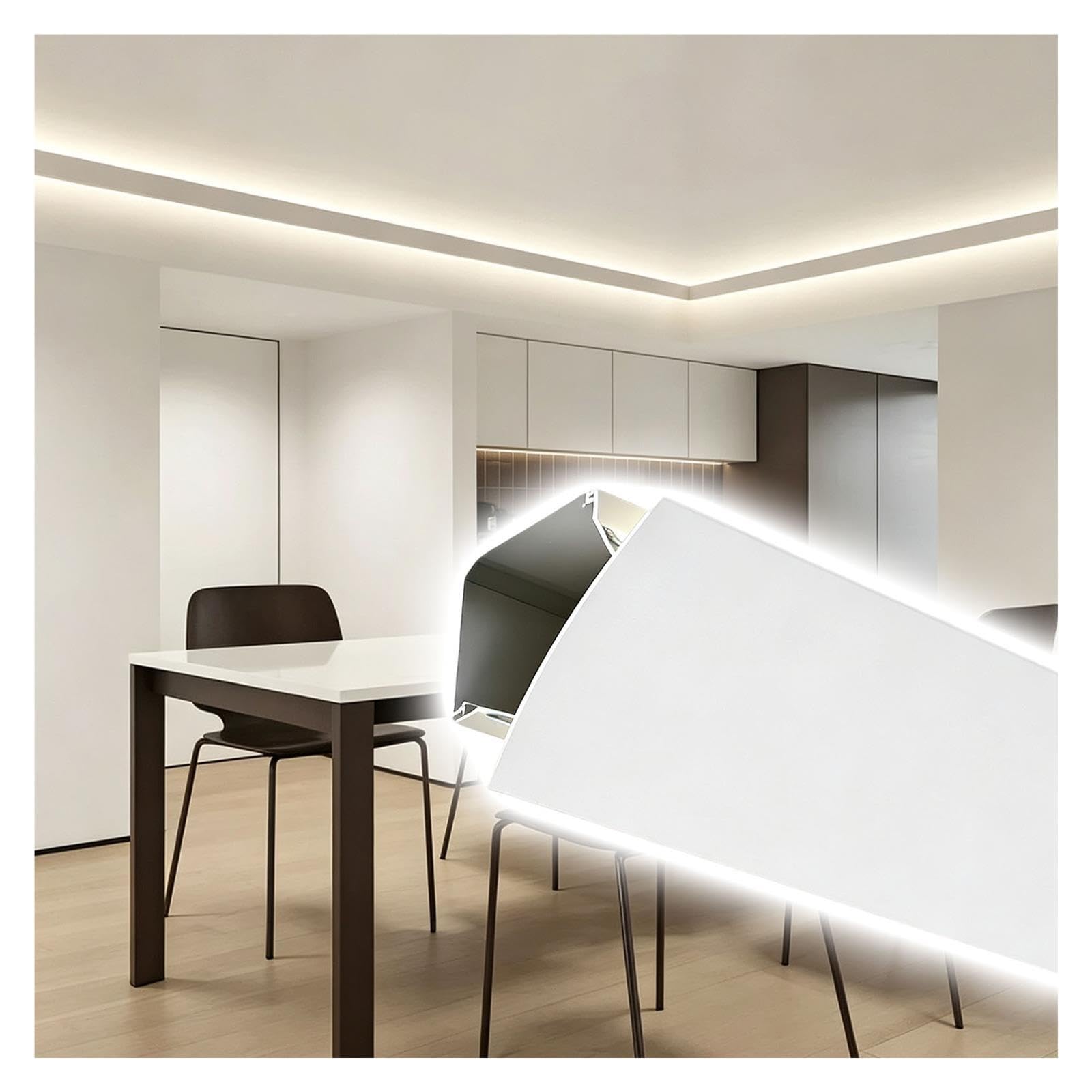 Perfil LED Aluminio Doble Cara Para Luz Comedor Decorativa