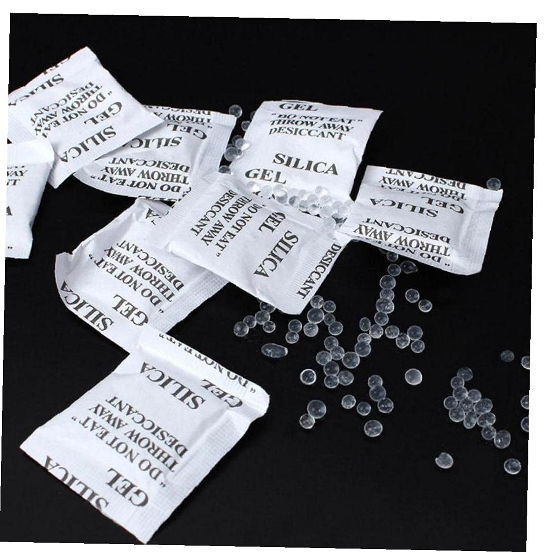 Ruluti White 50Pcs Silica Gel Pouches Silica Gel Sachets Desiccant Moisture Damp Absorber Dehumidifier Odors For Food Wardrobe Cupboard
