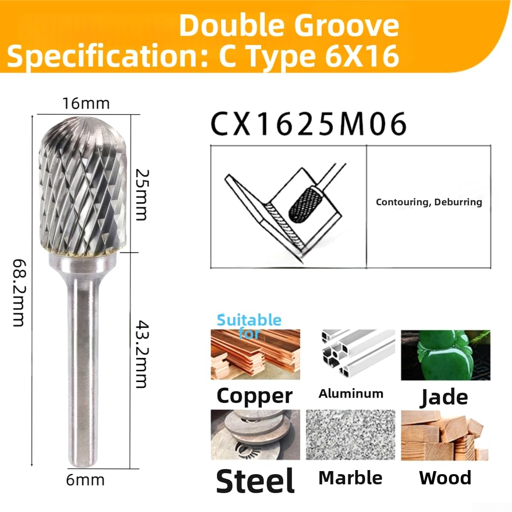 Hartmetall Frässtifte Set 6mm Doppelschnitt Metall für holz Hartmetall