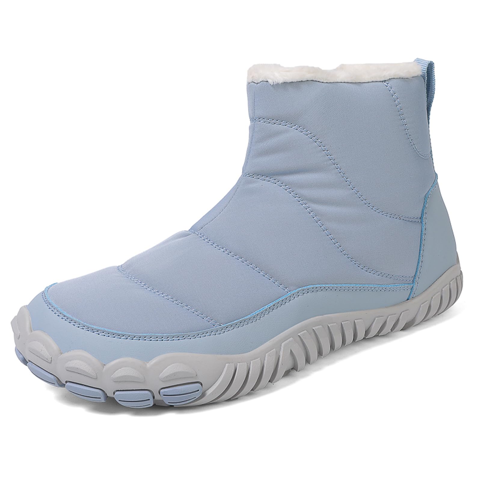 Men's and Women's Barefoot Hiking Boots | Zero Drop Winter Snow Boots with Wide Toe Box | Slip-On Waterproof Ankle Booties | Minimalist Five-Finger Sneakers for Outdoor Hiking and Walking