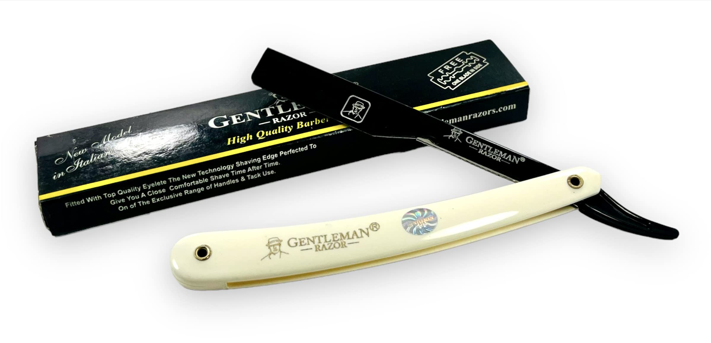 Sliding Blade Barber Shaving Razor for Salon Professional Design - Plastic Handle Folding Straight Edge Razor for Men and Personal Use (FREE Blade Inside)