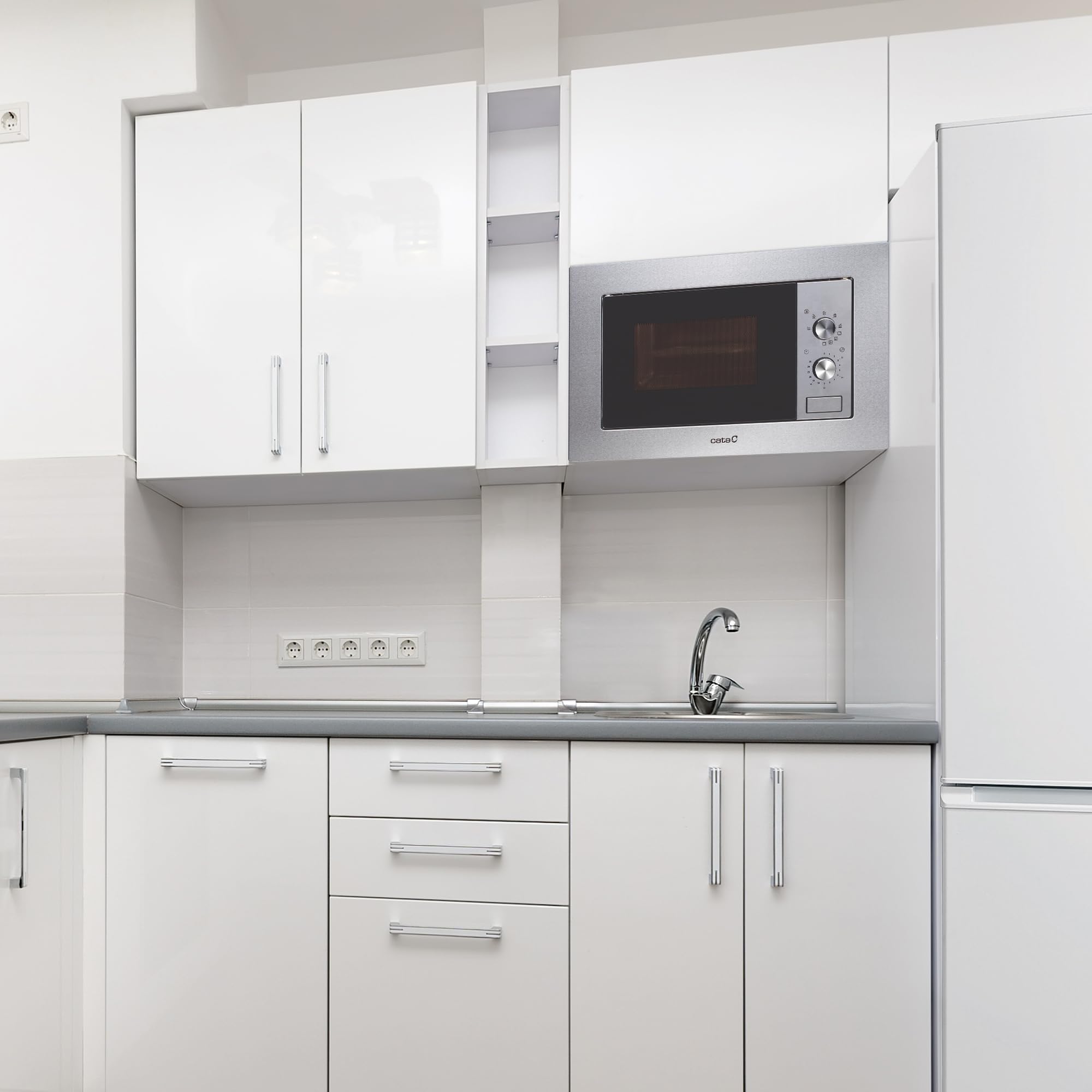 CATA - MC 20 IX - Kuchenka mikrofalowa do zabudowy - Stal nierdzewna - 5 poziomów mocy - Grill 1000 W - Automatyczne rozmrażanie - Z minutnikiem - Pojemność 20 l - Szerokość 60 cm