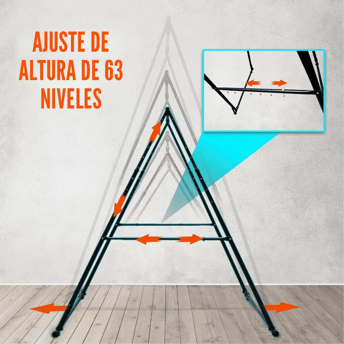 Barra de dominadas alta y plegable. Maquina de dominadas estable para el suelo en casa, interior y exterior. Gym fitness pull up bar station ajustable. Aparatos de gimnasio duraderos para ejercicios