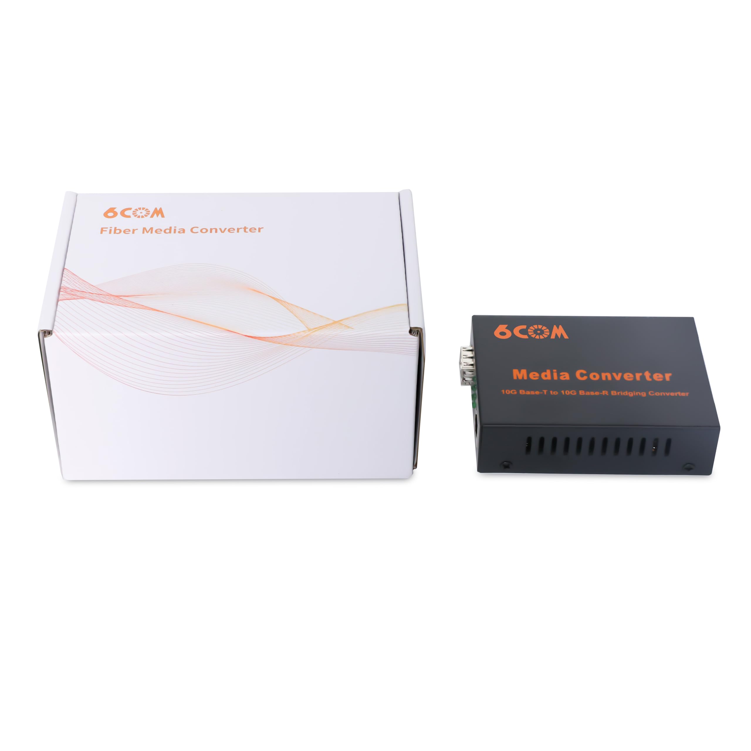 6COM GIGA - Convertitore multimediale in fibra da 10G SFP a RJ45, 1 slot RJ45 per negoziazione automatica da 1000 M/2,5 G/5G/10GBase-T a 1 slot SFP+ 10GBase-X, supporto ricetrasmettitore 10GBase-SR/LR
