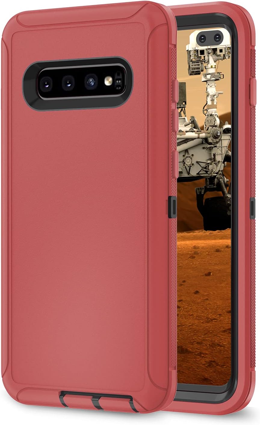for Samsung Galaxy S10 Plus Case Military Drop Shockproof Armor Heavy Duty Rugged 3 in 1 Protection Cover for Galaxy S10+ Plus Phone Case Red+Black