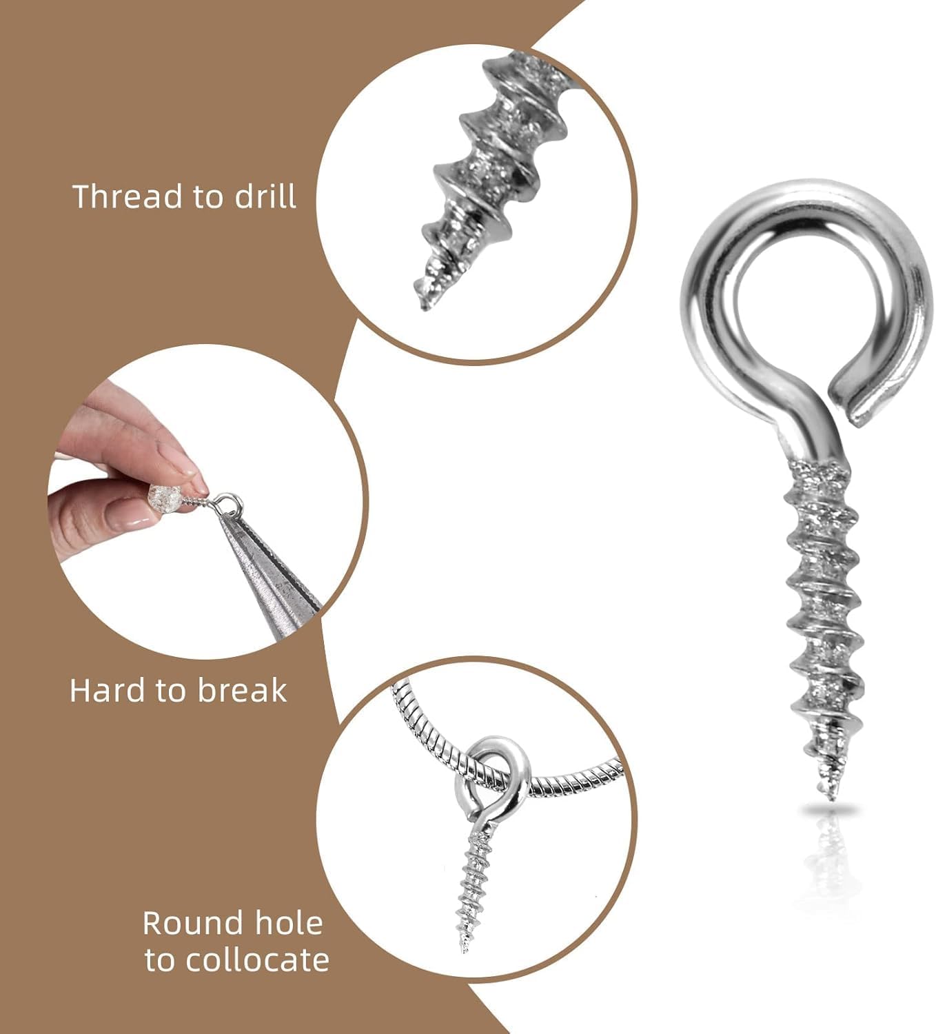 500 Pcs Small Screw Eye Pins, Silver Small Metal Eye Pins, Mini Screw Eyelets for DIY Jewelry Making Arts - Image 3
