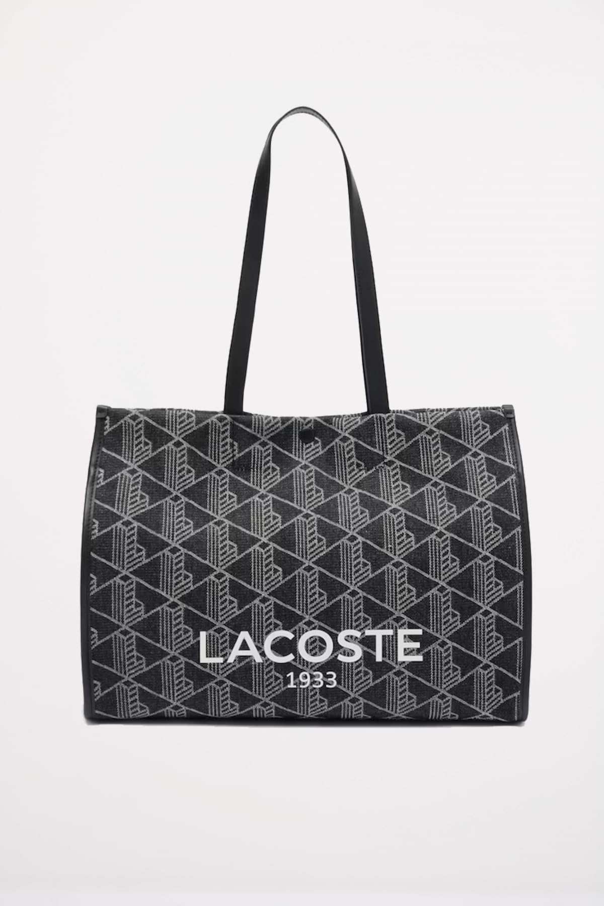 Lacoste Bolsa de reportero para hombre, mono jacquard denim negro