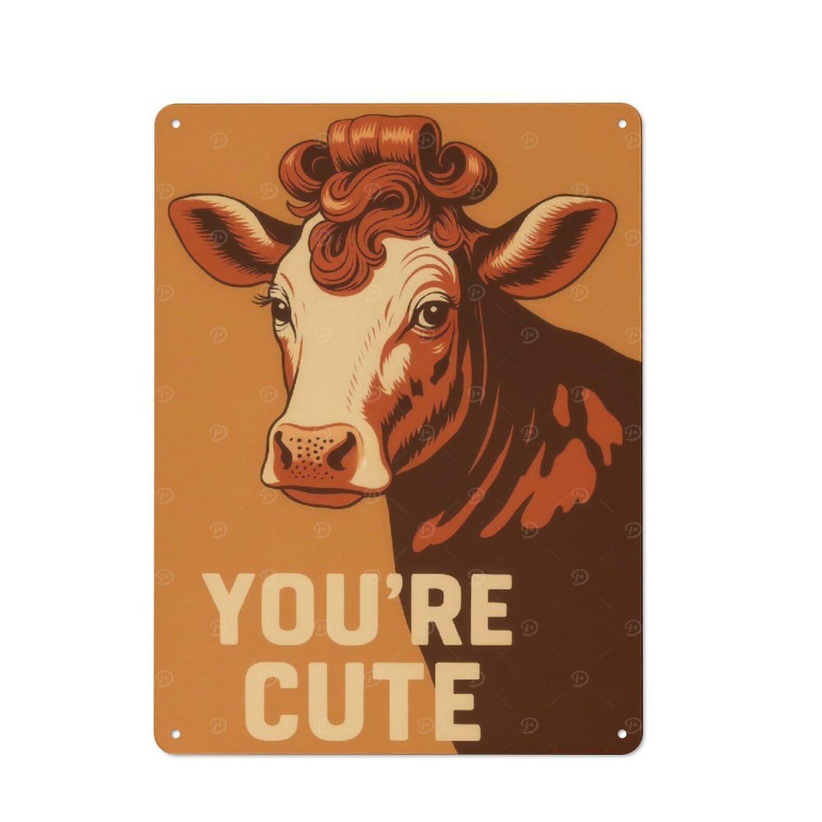 Junmoney Style-13 For Hobby Room Or Studio, Cute Cow Portrait For Bathroom Retro Tin Sign 40X30cm, Gift For Creative Interior Collectors During The Christmas Season