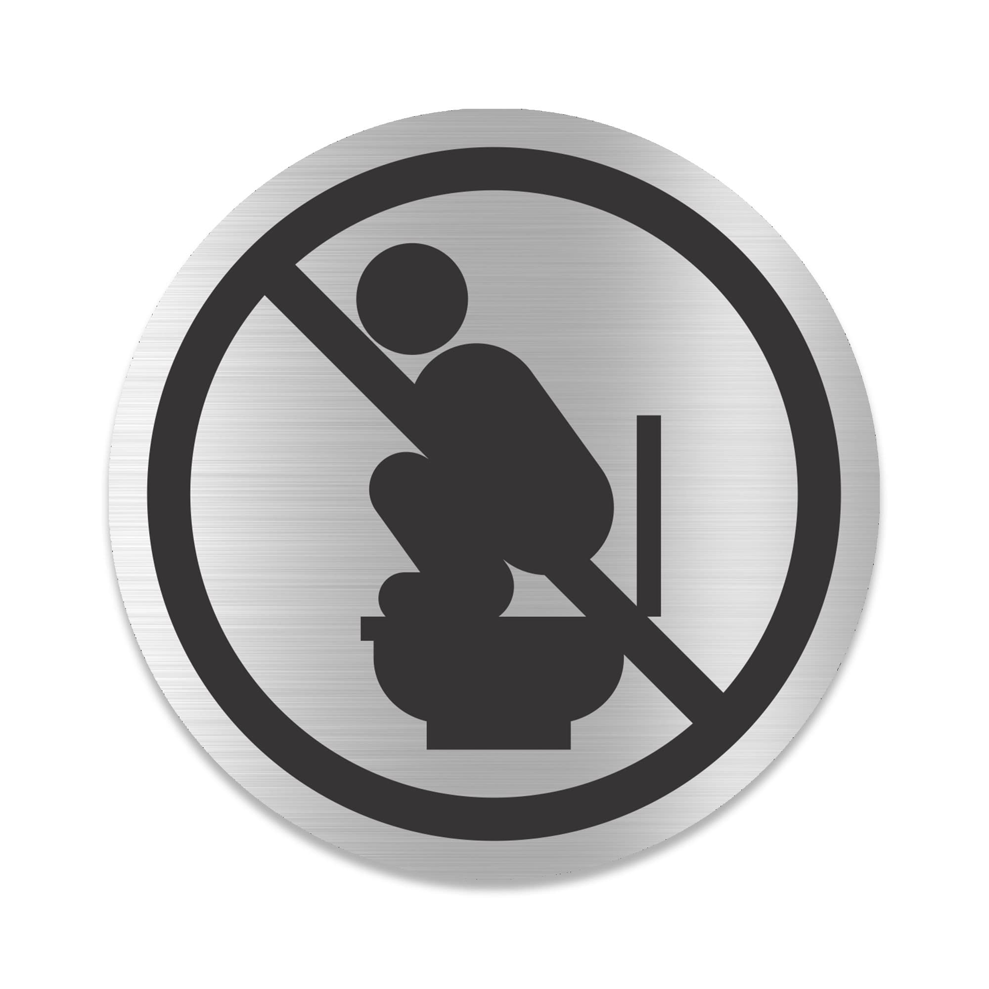 Blacked LaserTEC Leitsysteme Acrylic Sign, Round 10 cm Diameter, Self-Adhesive, Brushed Silver, Metal Look, UV Resistant, for Indoor and Outdoor Use (WC: Right Sit)