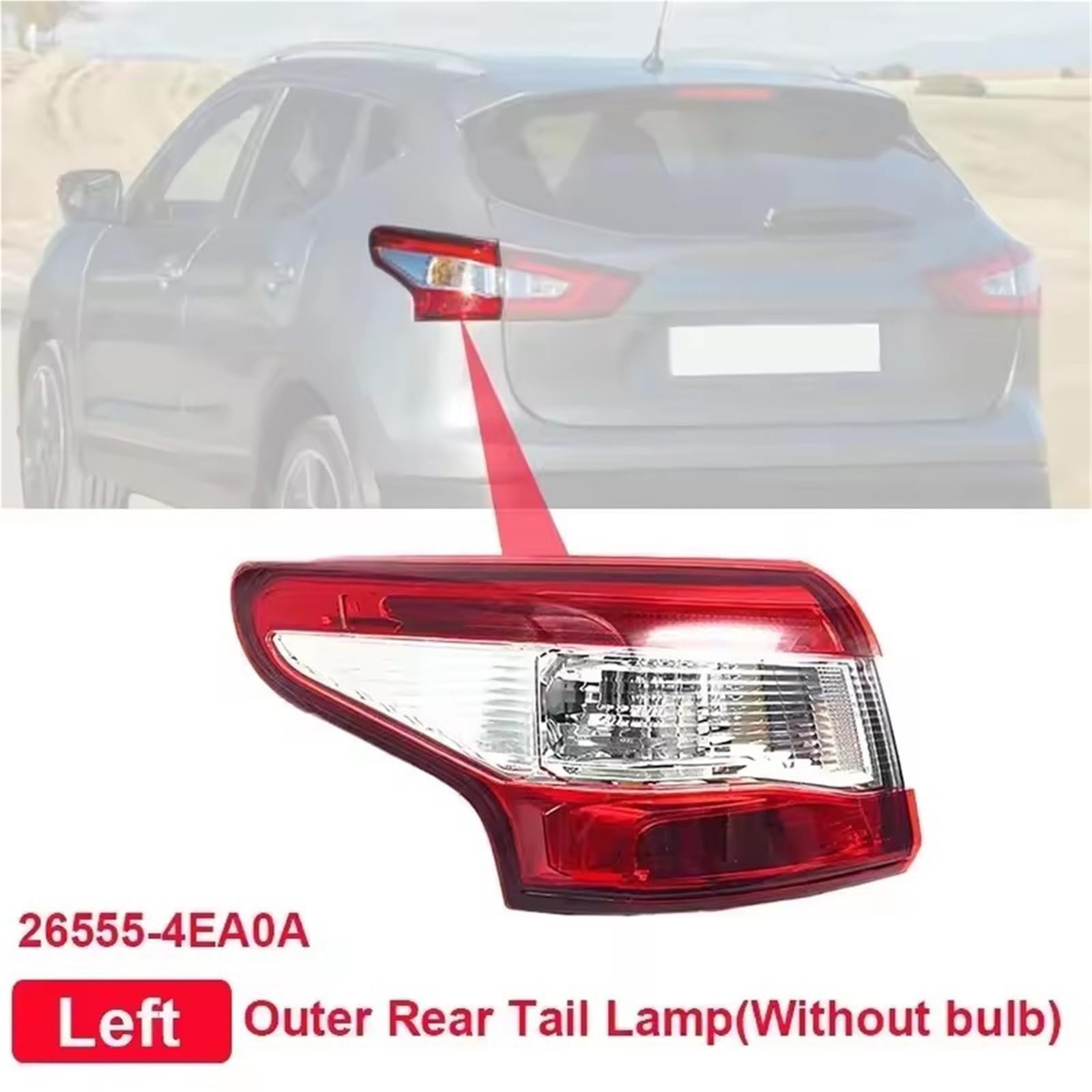 Lampa tylna zespolona Światło kierunkowskazu do samochodu Nissan Qashqai 2014-2016 Zestaw świateł tylnych 26550-4EA5A 26555-4EA0A(Right Inner)