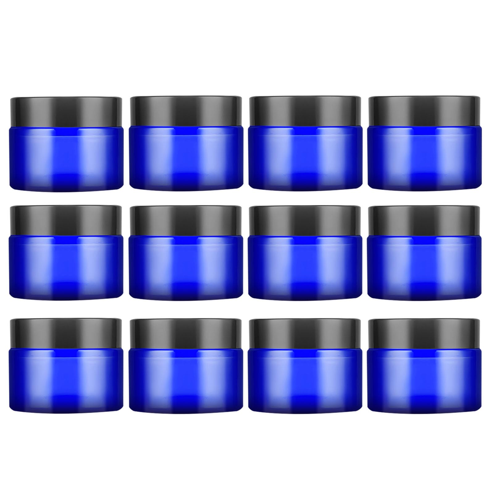 Récipients en verre bleu rechargeables pour pommades et lotions artisanales