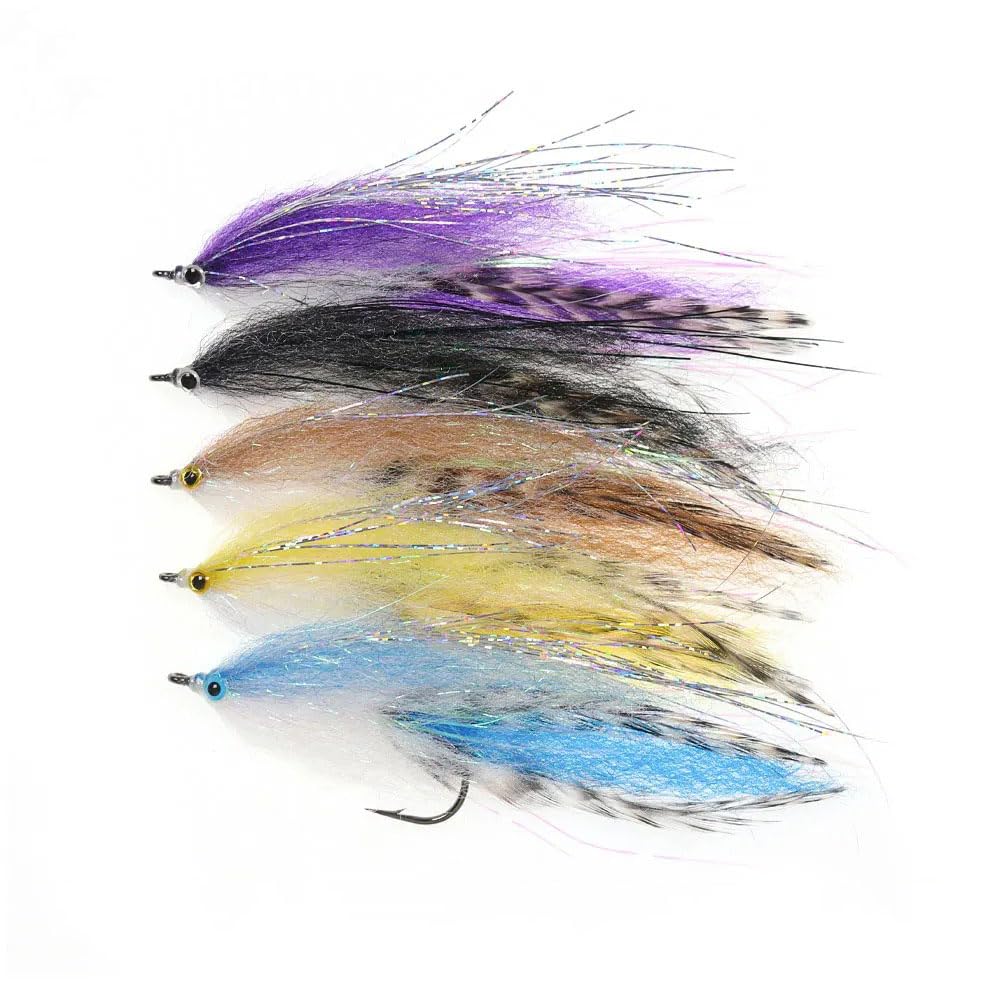 5pcs 1/0 EP Silky Fiber Fish Streamer Fly Trout Slamon Steelhead Salmon Saltwater Fly Fishing Flies Lure Baits