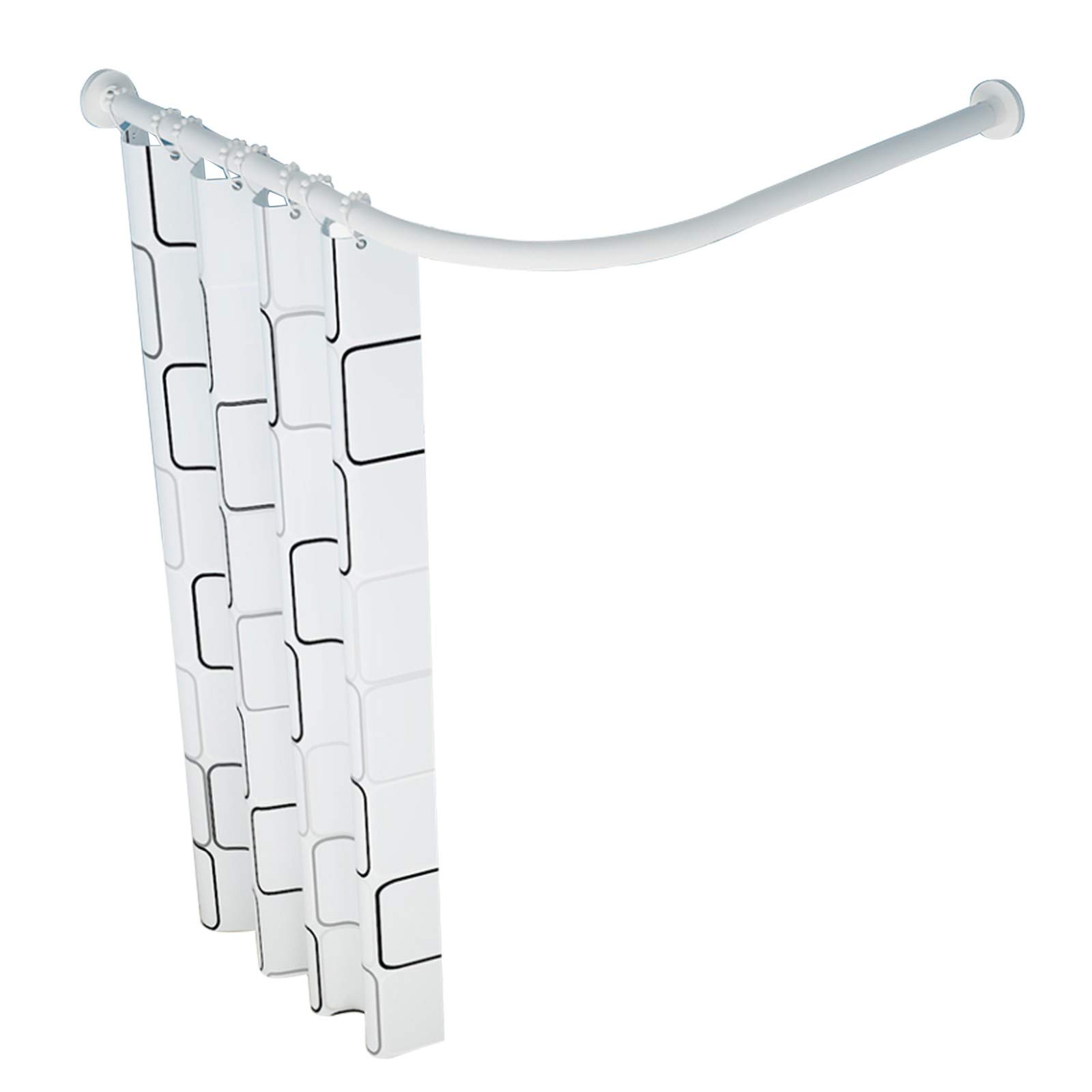 Genérico Barra Curva Ajustable para Cortina de Ducha en Forma de L de Acero Inoxidable, Extensible, sin Necesidad de taladrar, riel de Esquina para Cortina de baño, para bañera o Cuarto de baño (Tama