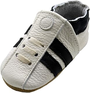 iEvolve Baby Leather Shoes Soft First Walker Shoes Crib Shoes Moccasins for Toddlers(White Sneaker, 12-18 Months)