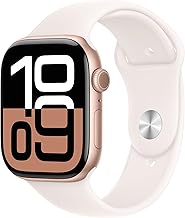Apple Watch Series 10 (46 mm, GPS) con caja de aluminio oro rosa, correa deportiva rosa rubor, M/L monitor de fitness, app de ECG, pantalla Retina siempre activa, impermeable
