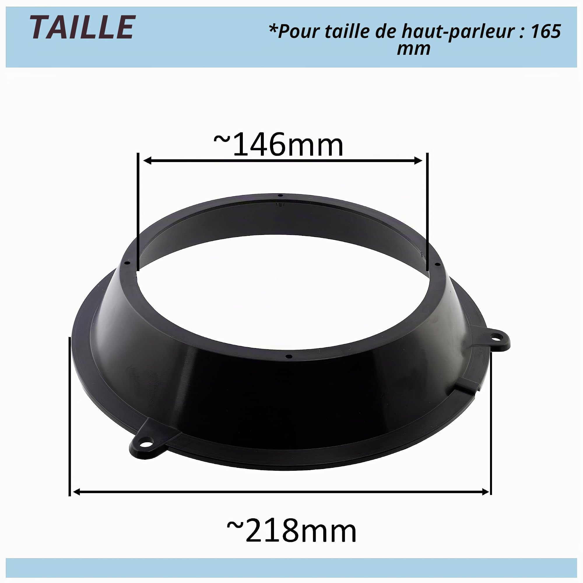 AERZETIX - C11583 - Lot de 2 Adaptateurs/Supports pour Haut-Parleurs de Voiture Ø165 mm en Plastique - Côté de Montage Portière Avant - Compatible avec Fiat Panda