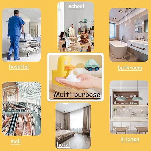 Miniatura 6 de Dispensador de jabón para niños, dispensador automático de jabón de manos con espuma de pato amarillo, impermeable, recargable por USB,