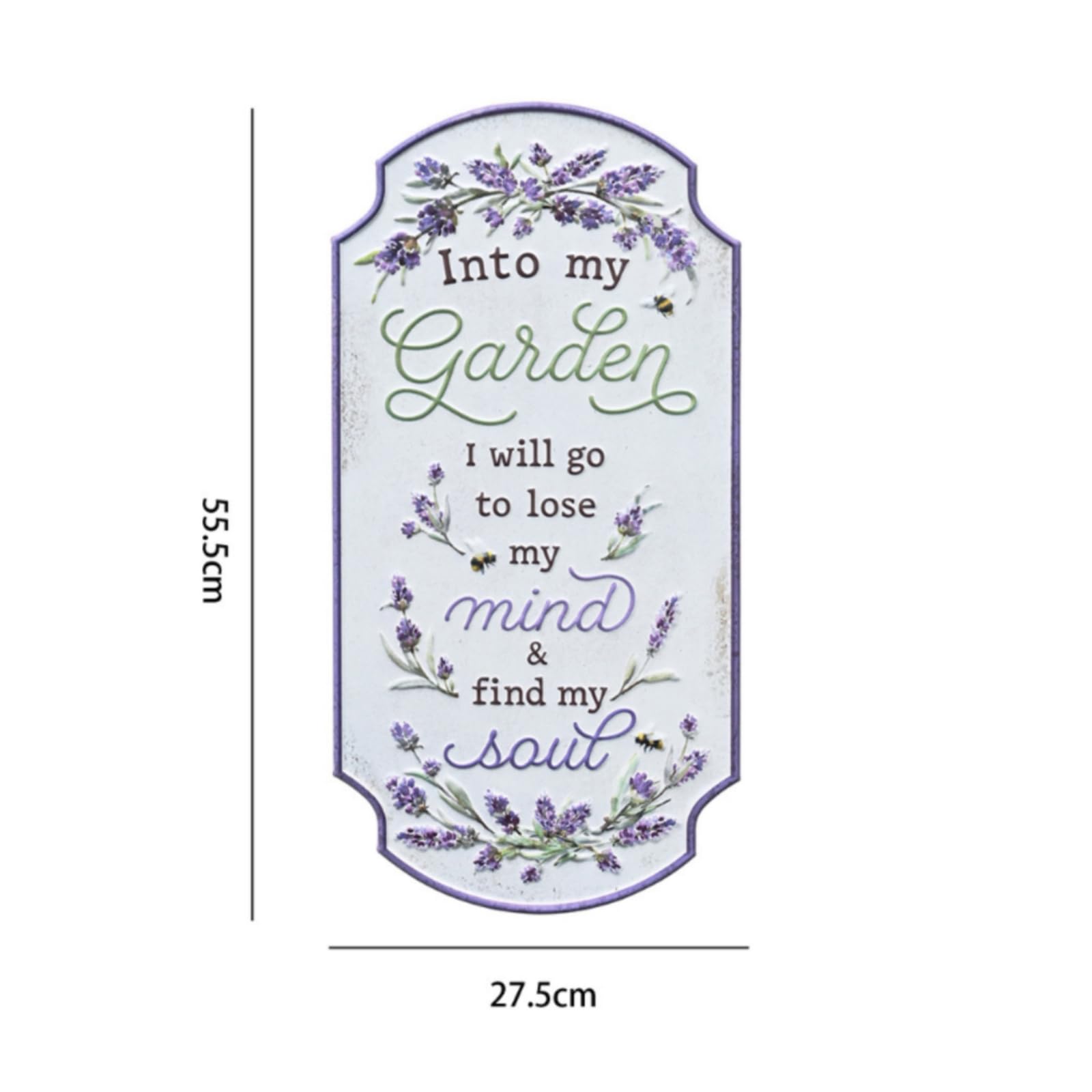 Letrero Mural Vintage Floral Placa Rectangular Arqueada Floral Cartel Vintage Hojalata para Entrada, Púrpura Claro, 55.5cm X 27.5cm