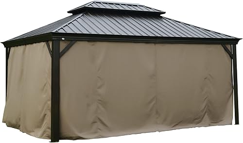 Kozyard Cortina de privacidad para cenador de techo duro (para modelos Alexander, Caesar, Rosana, Apollo) (12 x 16 pies, marrón)