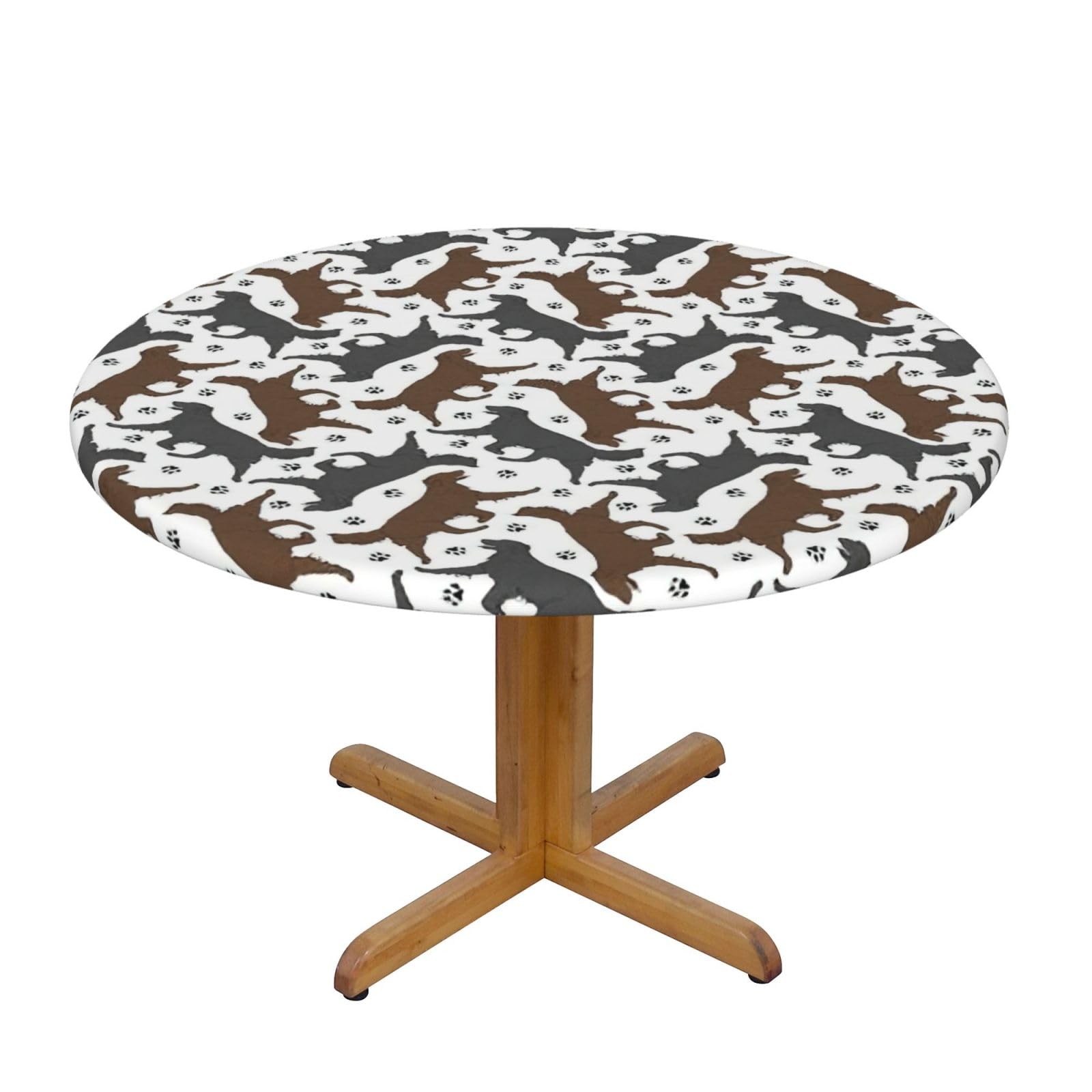 Trotting Flat Coated Retrievers Paw Print Oxford Wipeable Tablecloth Oil-Resistant Outdoor Table Cover Reusable Birthday Table Protector