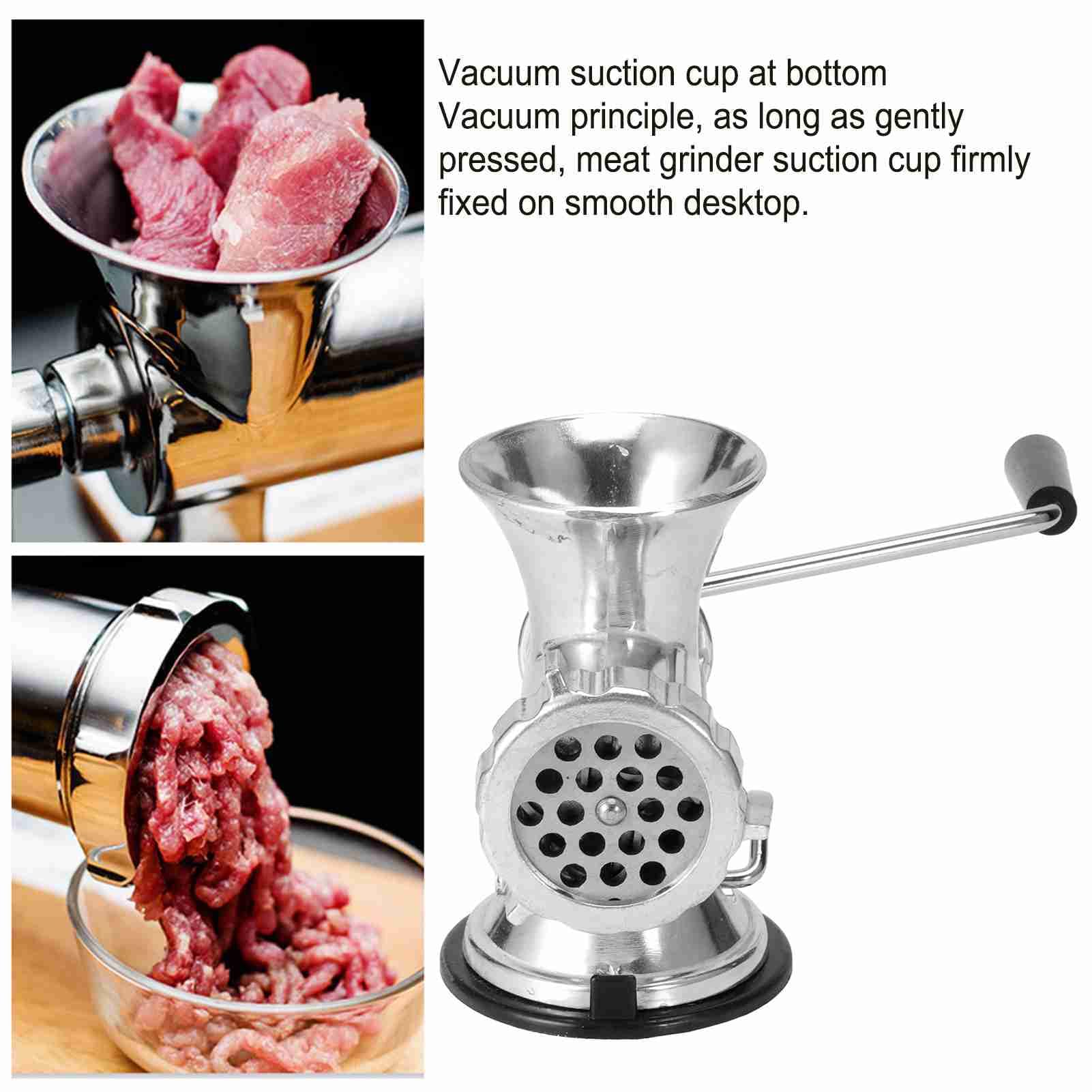 Manual Meat Grinder, Aluminum Alloy Meat Mincer Hand Crank Beef Stuffer Filler Sausage Stuffer Grinding with Vacuum Suction Cup for Home Use Kitchen Restaurant