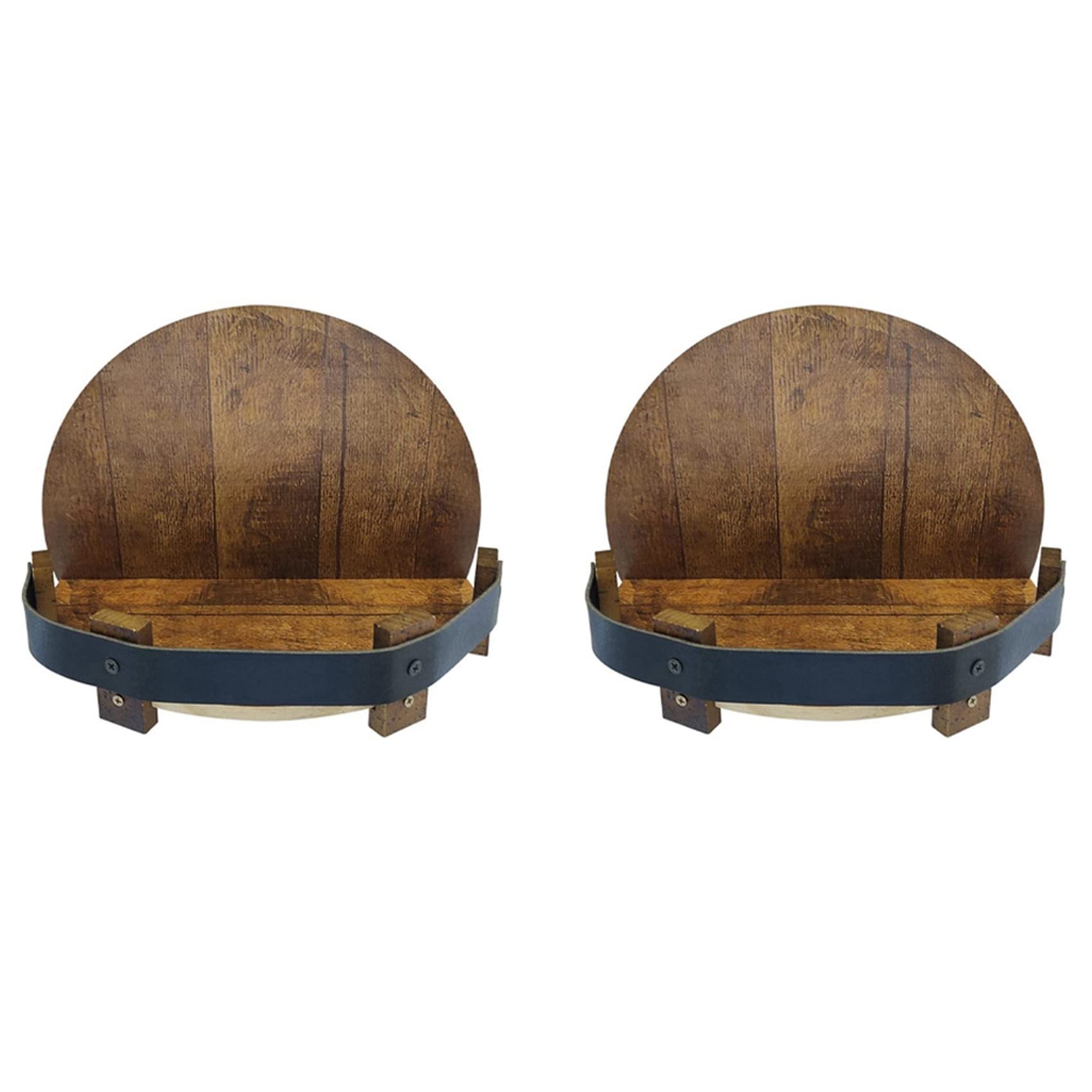 Présentoir de bouteille d'alcool en bois vintage avec double étagère murale de baril de whisky