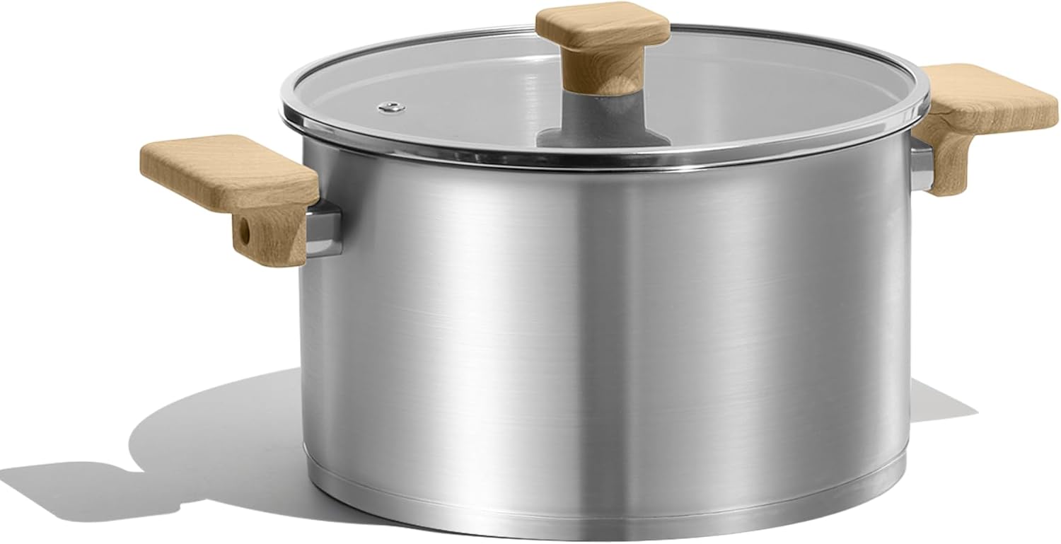 CAROTE Stainless Steel Stock Pot – 8 Quart Heavy Duty Induction Cooking Pot with Visible Lid for Pasta, Soup, Spaghetti, Bottom Big Stockpot, Deep Cookware for Canning, Boiling, Simmer