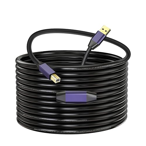 Miniatura 8 de GGMTY Cable de impresora de 30 pies, cable de impresora USB USB 2.0 tipo A macho a B macho, cable de escáner de alta velocidad compatible con HP,