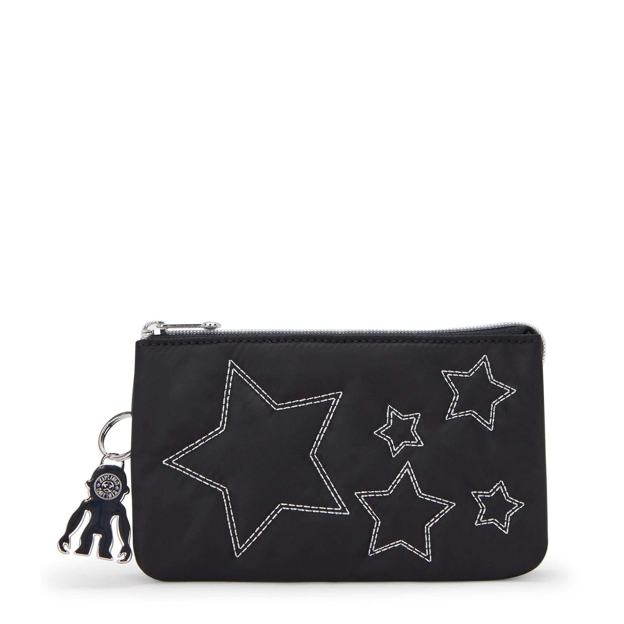 Pochette Kipling Creativity L fine et compartimentée au motif étoiles noires chic