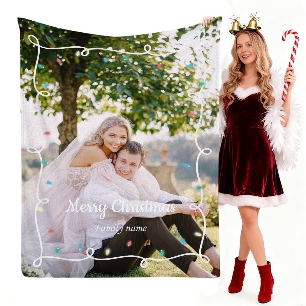 Manta personalizada con 1 foto para cama o sofá, manta personalizada para mejor amiga, regalo de amistad, Navidad, San Valentín para él y ella