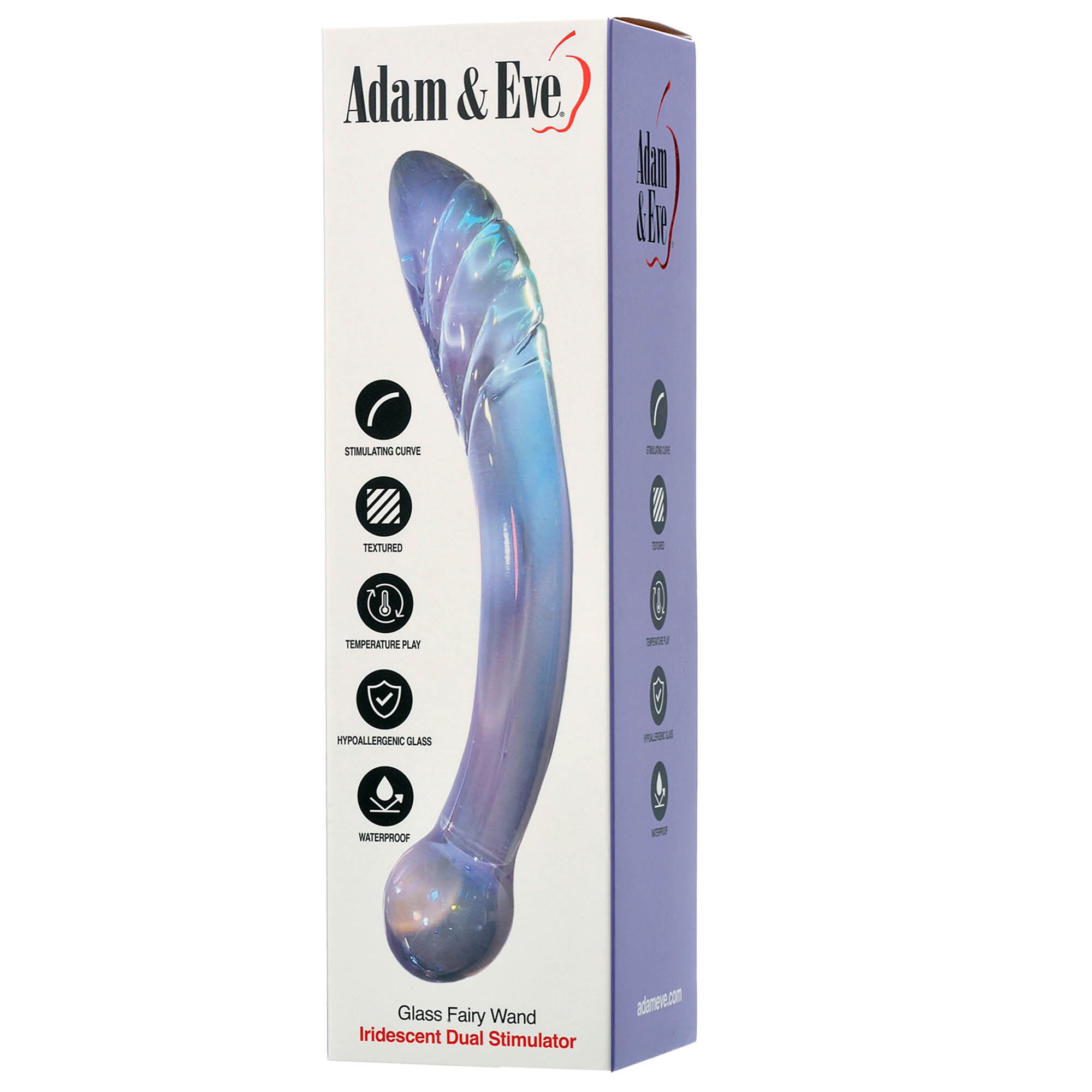 Adam &amp; Eve Glass Fairy Wand Realistic Dildo, Suction Cup Base, Body