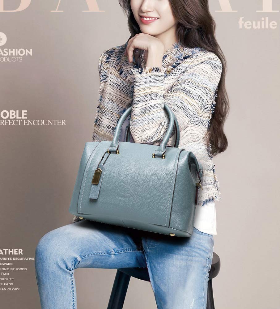 Bolso de Mano con Bandolera para Mujer en Cuero PU Boston Bolso Hombro Vintage Bolso Gris