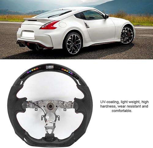 Miniatura 3 de KIMISS Compatible con volante perforado de fibra de carbono, volante de coche LED, 370z 2009-2020
