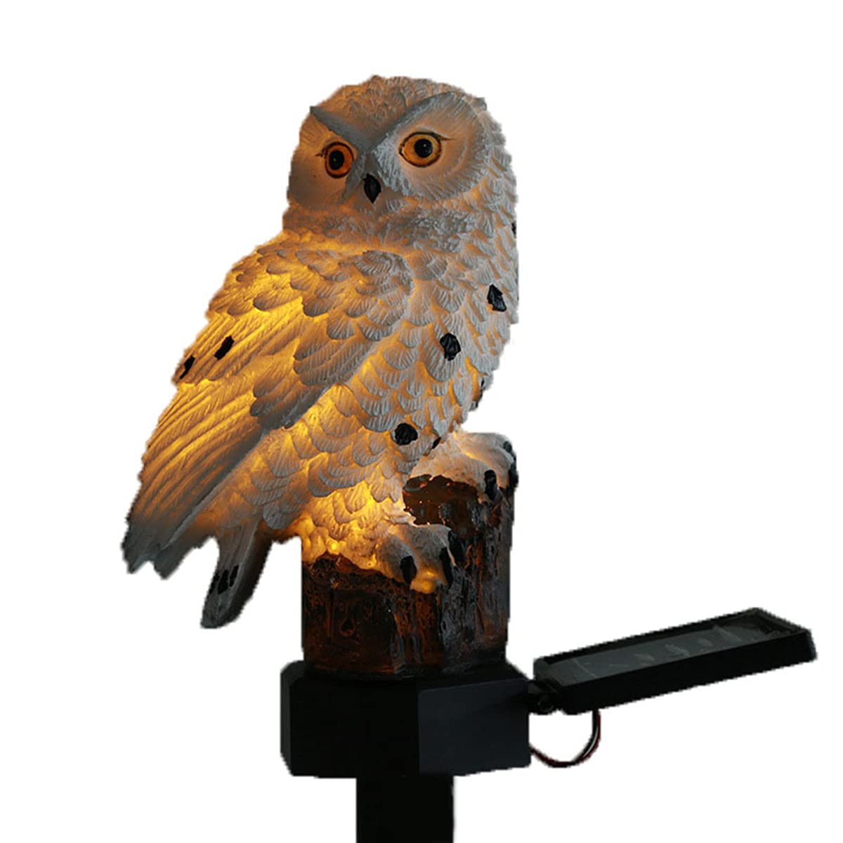 Statue de jardin hibou avec lampe d'extérieur solaire pour terrasse