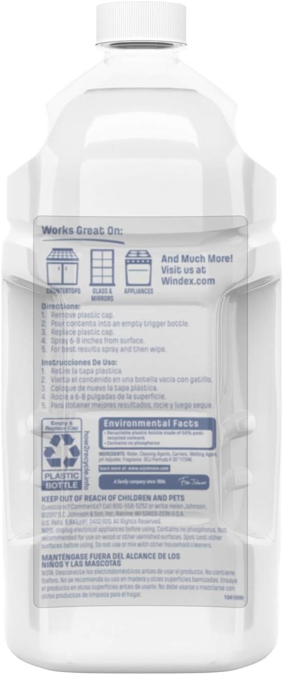 Windex Commercial Line Glass Cleaner Refill, Blue Original, 128 fl oz : Industrial & Scientific