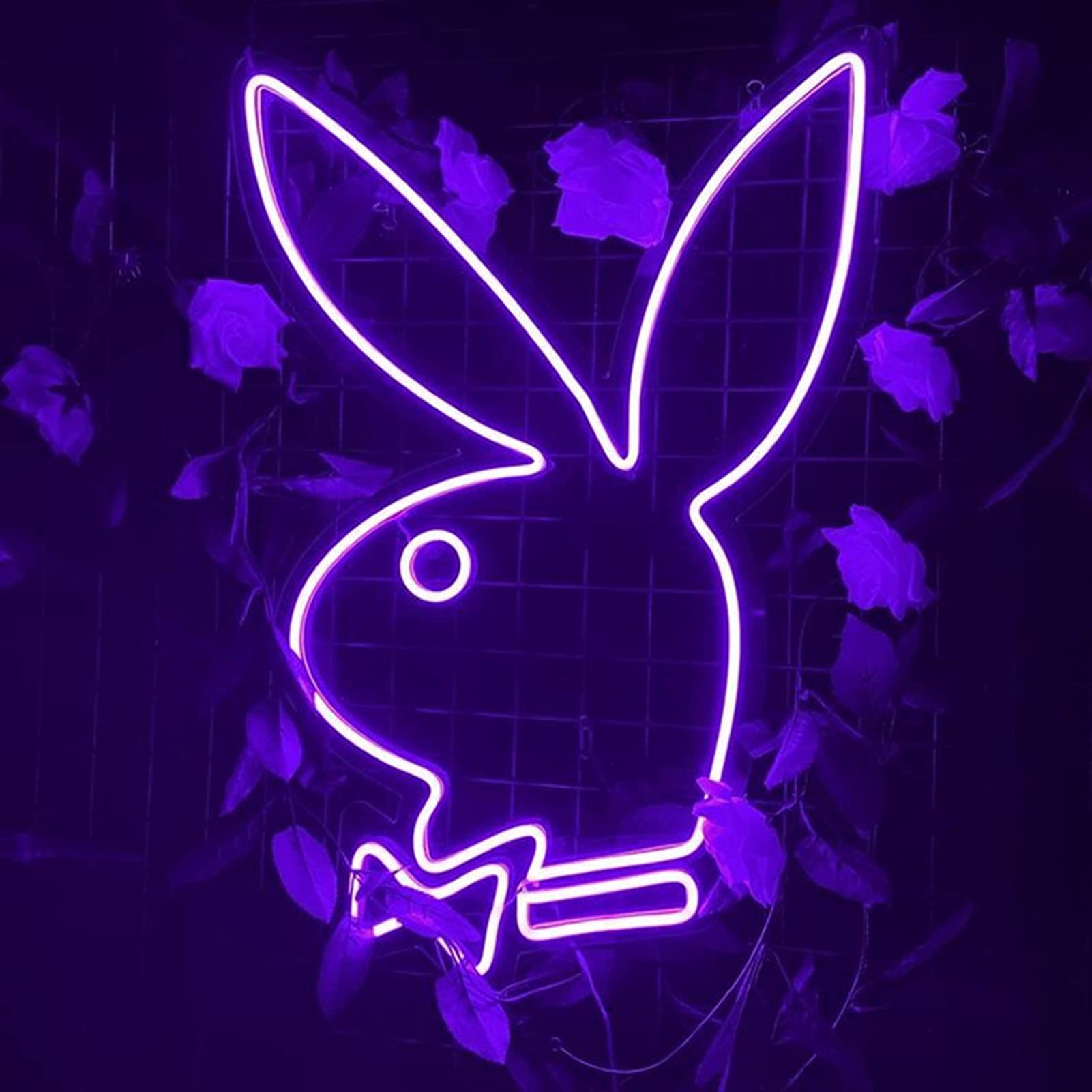 JDKC-Rabbit Art Wall Signs Light LED Neon Sign for Wall, Bedroom, Home, Party, Weeding Decor Neon Sign Gifts (Color : Purple, Size : 40cm/15.8in)