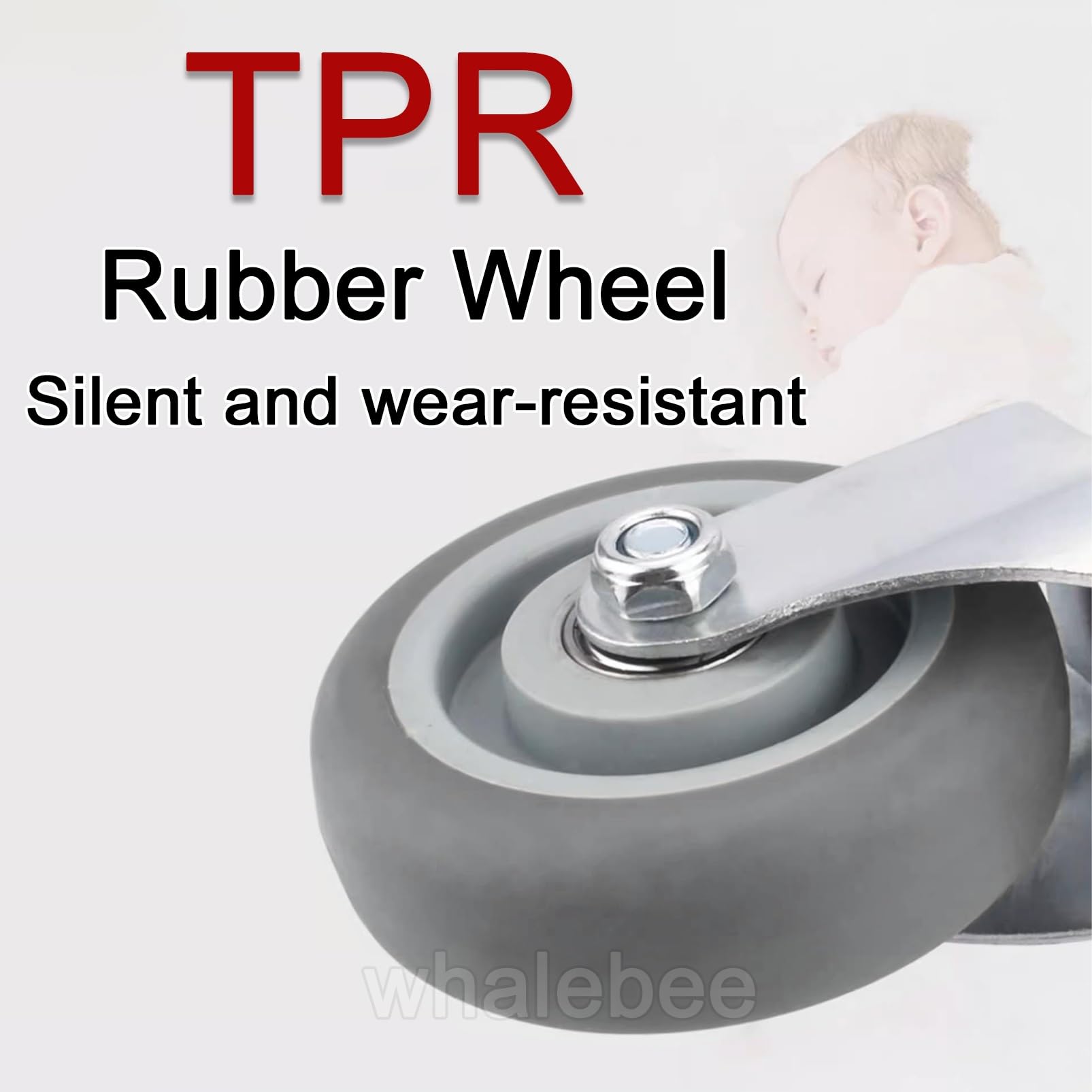 Wielen met schroefdraad M14 / M16 / M20 stuurwiel, zware wielen met diameter 3/4/5 inch wielen voor meubels, rubberen reservewielen, 2 met remmen, 2 zonder remmen, voor eetwagens