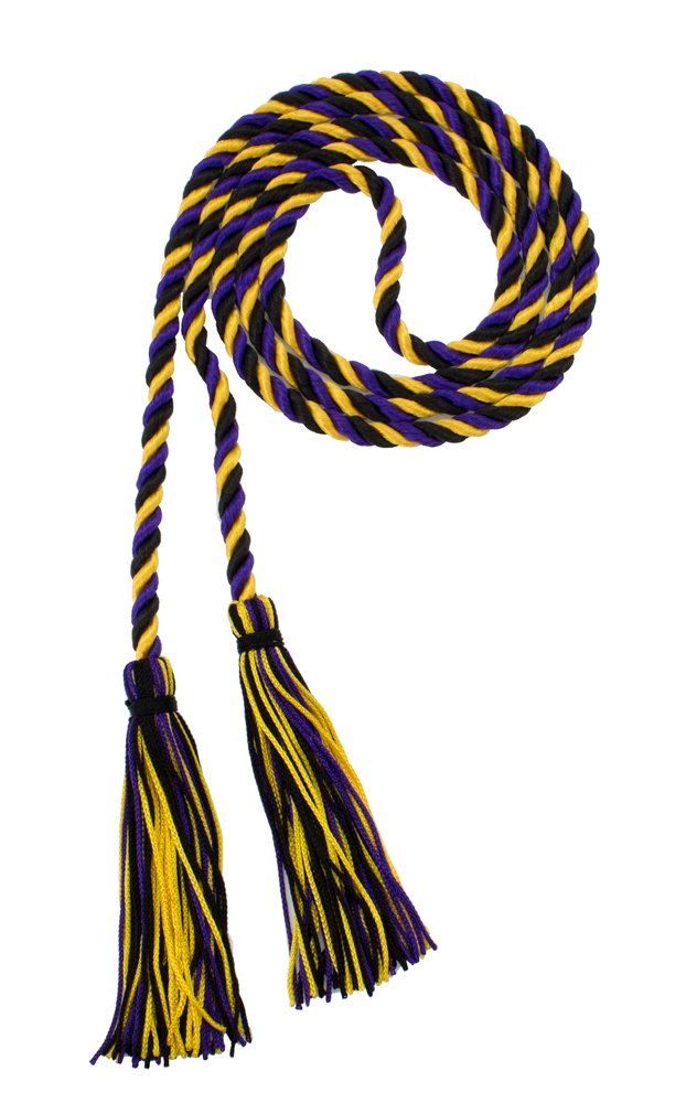 Tassel Depot Graduation Honor Cord - Black/Purple/Gold - Every School Color Available - Made In Usa