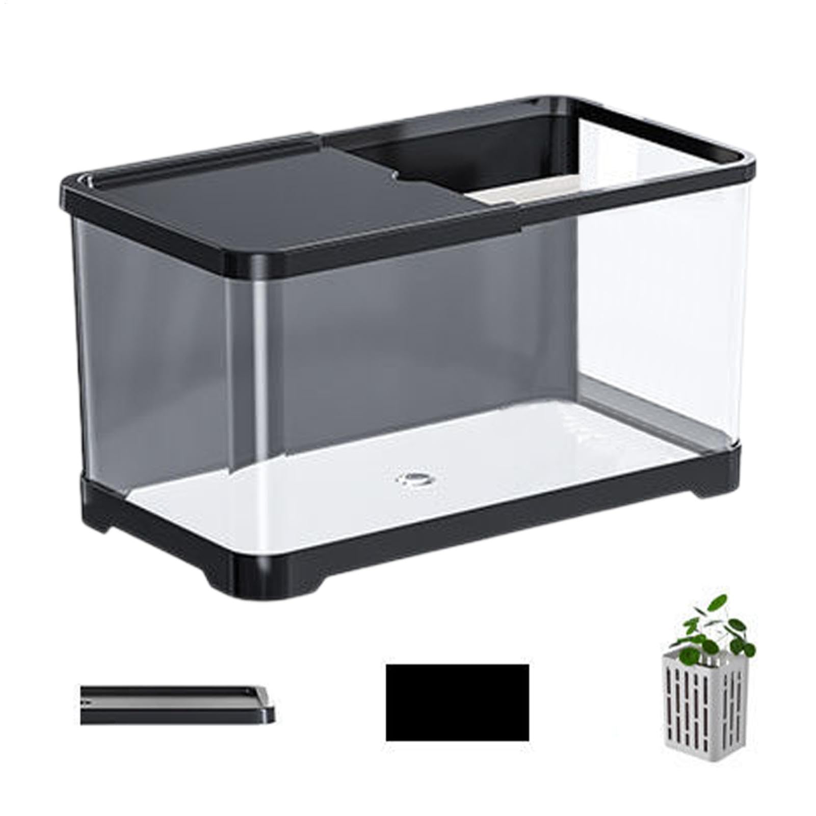 Kit d'aquarium – Aquarium décoratif en Eau salée | Aquarium avec système | de filtration, éclairage, réservoirs créatifs, aquarium avec panier pour Goldfis, gupy, crevettes, méduses
