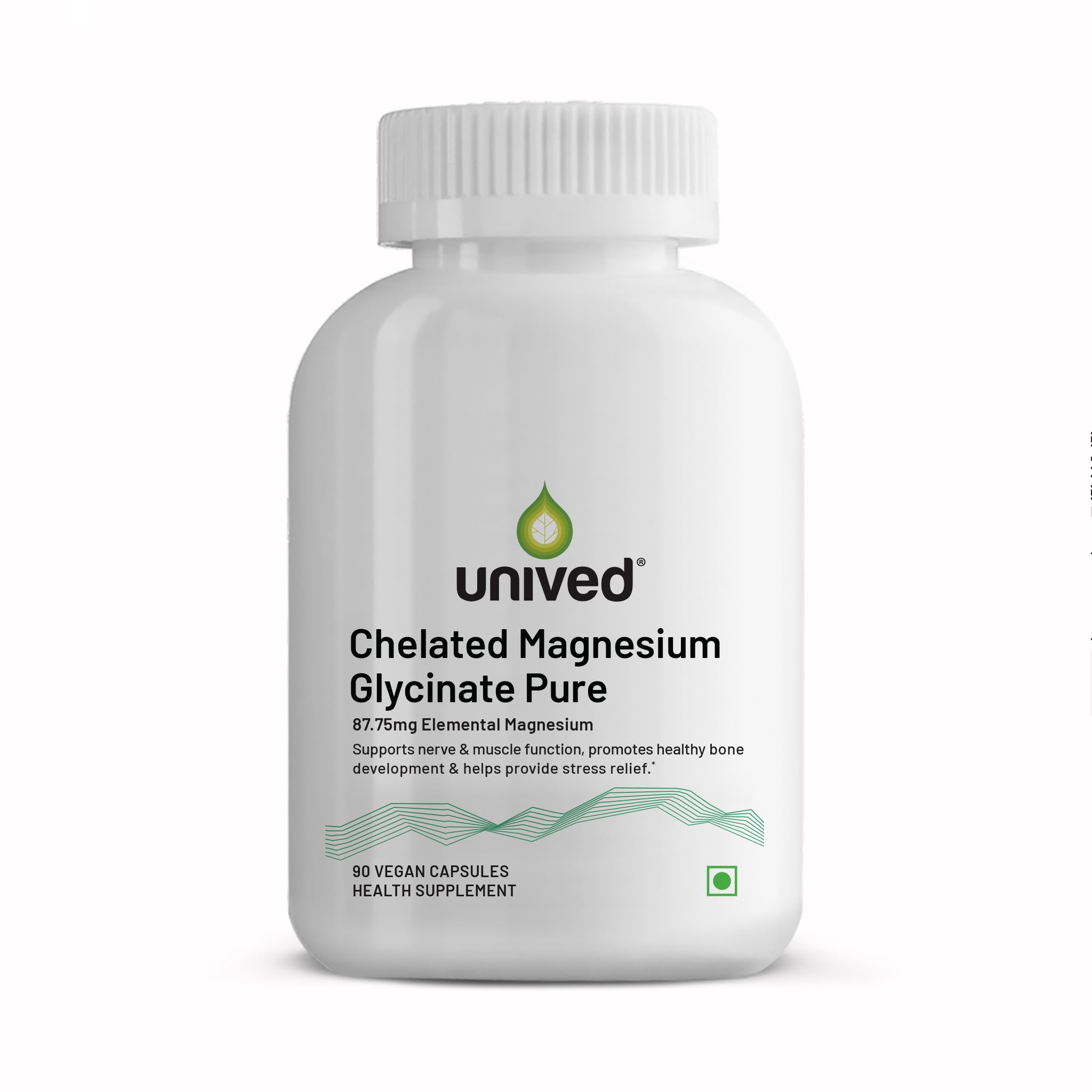Unived Chelated Magnesium Glycinate Pure (non-buffered) | Fully Reacted Non-Buffered | High Absorption | Muscle Recovery, Sleep, Stress Support | Vegan | 90 Capsules-image-5