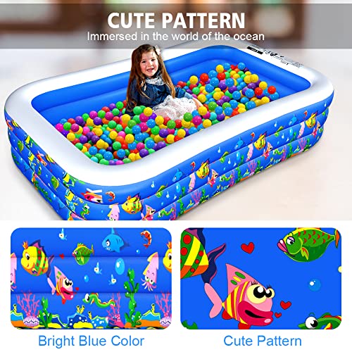 Inflatable Swimming Pool, Family Inflatable Swimming Lounge Pool 120" X 72" X 22" Full-Sized Inflatable Pool For Adults, Garden, Backyard, Outdoor Summer Water Party #TOP6