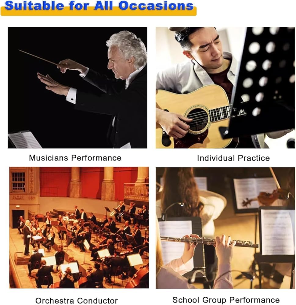 Leggio resistente con altezza regolabile da 91,9 a 135,9 cm, supporto rotante per spartiti per palcoscenico, studio, direttore d'orchestra, orchestra e band