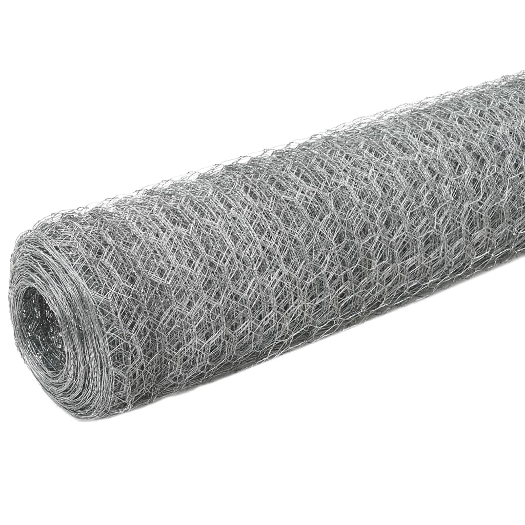 Homgoday Alambrada de gallinero Acero galvanizado Plateado 25x1,2 m Alambrada gallinero galvanizada Recubrimiento Cerca de Alambre, alambrada metálica, Rollo de Alambre de Malla