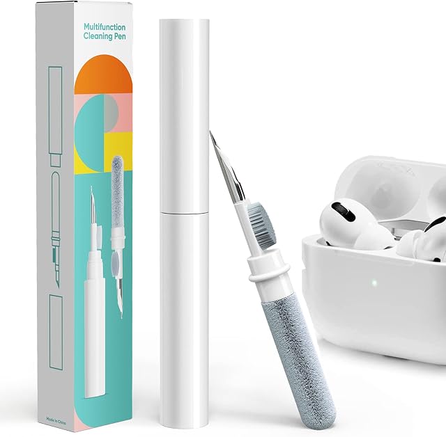 AirPods Cleaning Kit - 3-in-1 Earphone Cleaner Kit Compatible AirPod/AirPod Pro with Sponge, Brush, Metal Tip, Multifunctional Earphone Cleaning Kit for Earbuds, AirPods, Charging Cases,Easy Cleansing