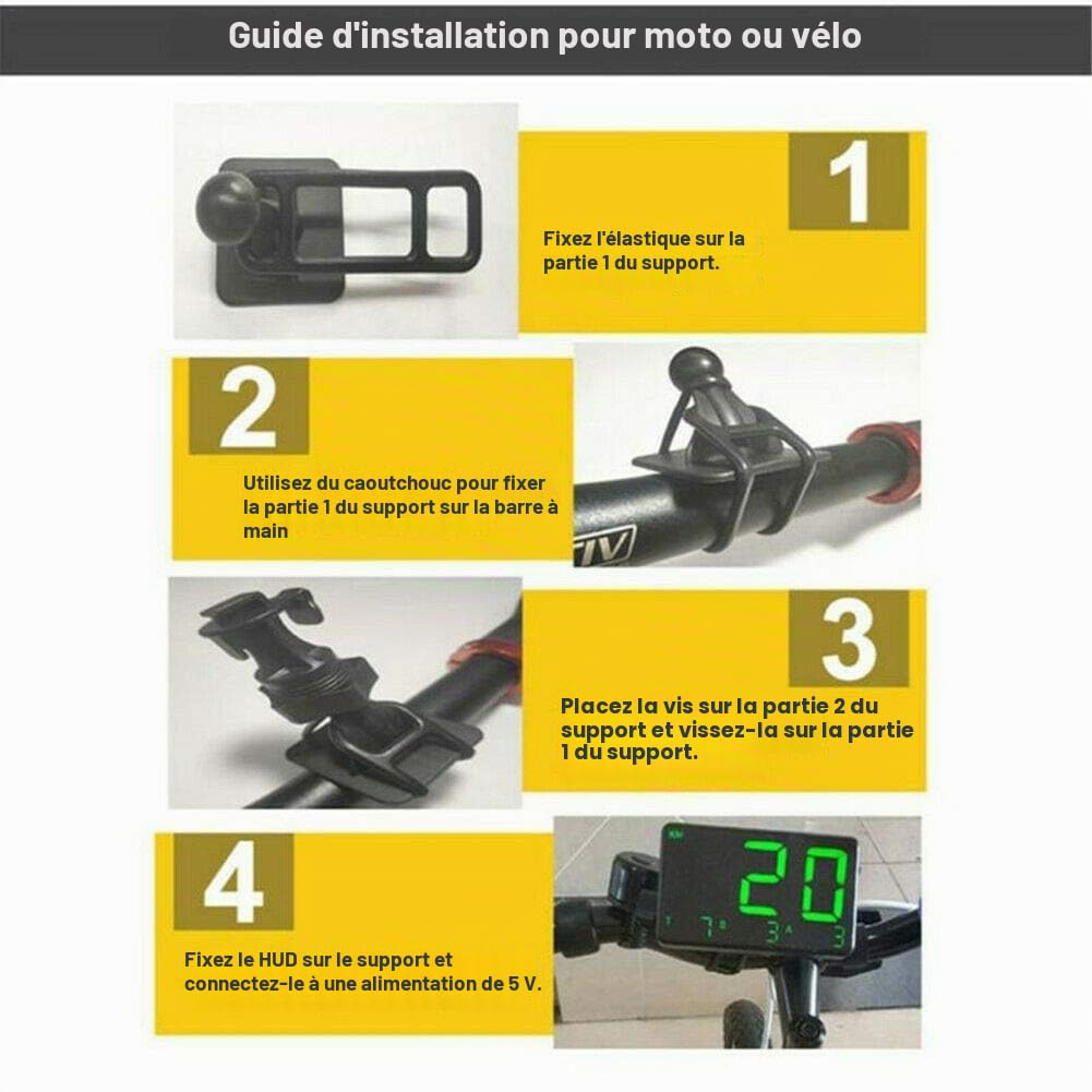 Riloer Compteur de vitesse GPS numérique Voiture Head Up Display MPH Alarme de survitesse Coffre-fort Universel, Compteur de vitesse GPS, Plug & Play