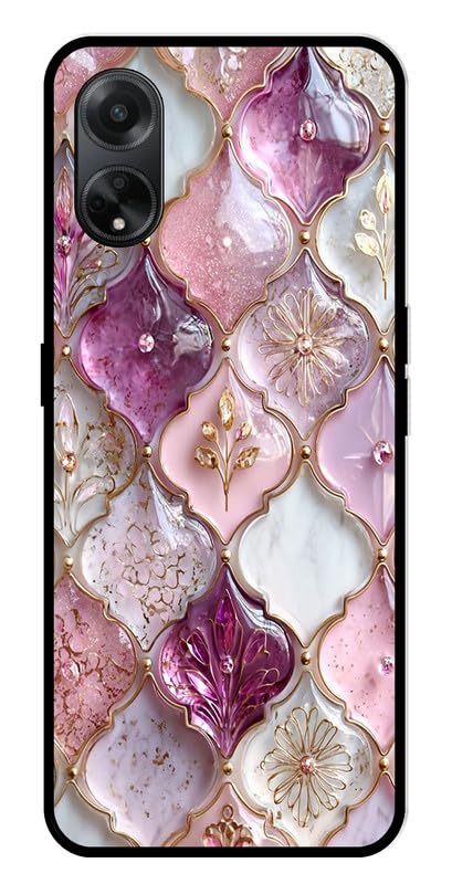 TUKON | Compatible for Oppo Reno 8T 5G Mobile Phone Back Cover 2D Metal | for Boys Girls | Pink Printed Rubber Silicone Soft TPU Sides with Camera Protection