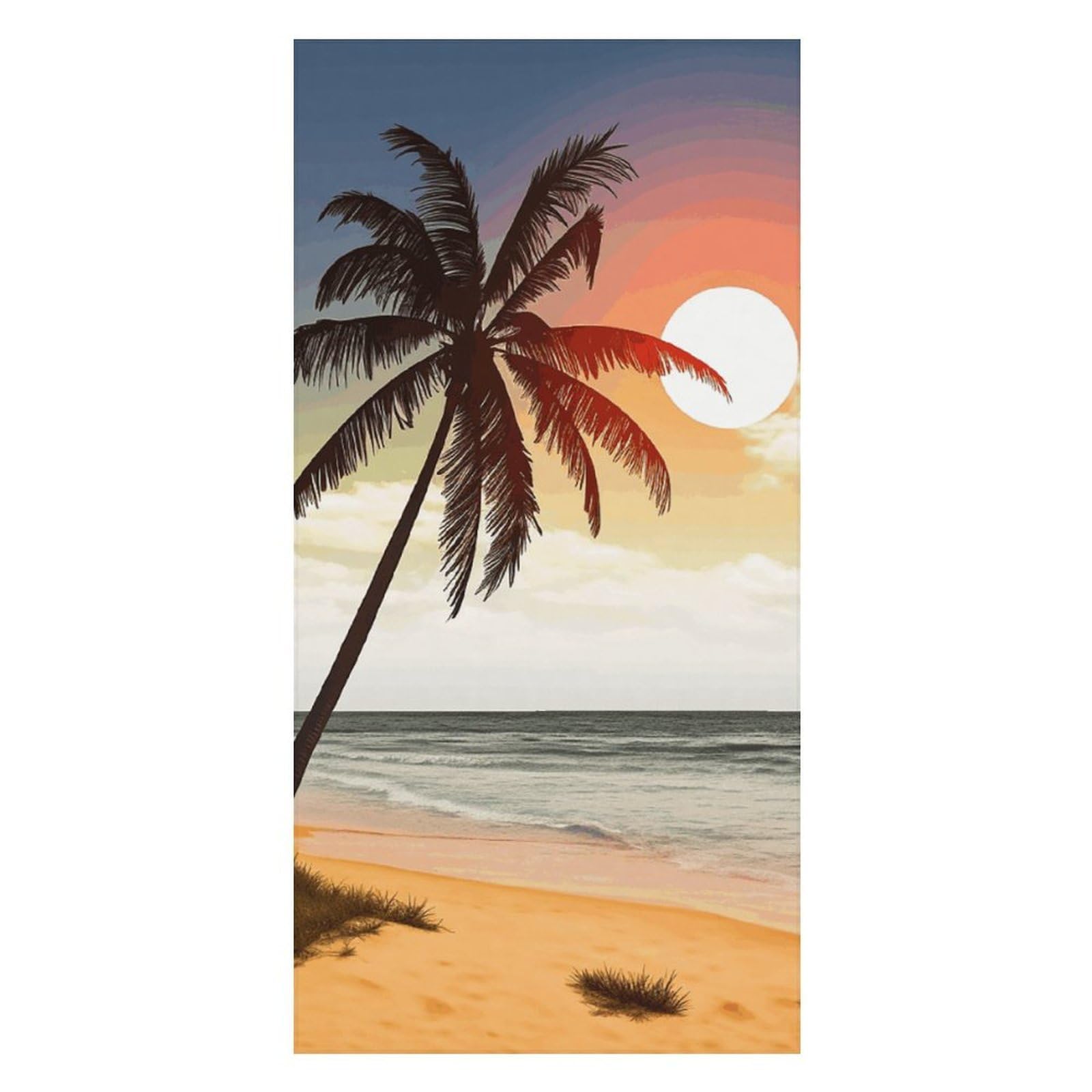 Palm Tree on Beach Beach Towel Extremely Soft Oversized Towels Lightweight Sports Absorbent Bath Towel Suitable 160"x80" for Swimming Camping Beach