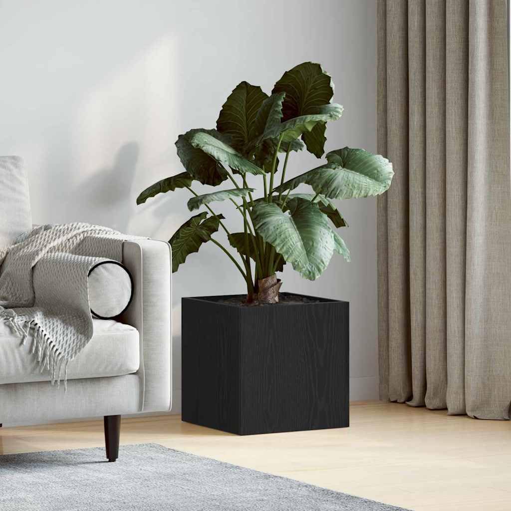 Moderna caja de macetas de aspecto de roble negro, 40 x 40 x 40 cm, material de madera, resistente para interior, jardín, terraza, fácil montaje